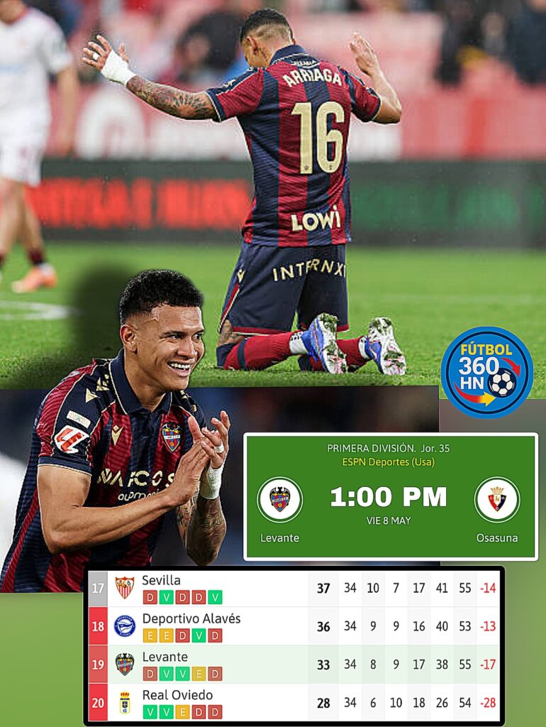 Levante de Kervin Arriaga busca salir del fondo ante Osasuna ⚽🇪🇸 1000008628