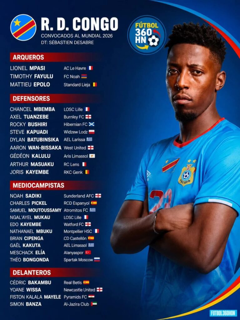 📋🇨🇩 República Democrática del Congo presentó su lista oficial de 26 jugadores para disputar la Copa del Mundo 2026. 🌍🏆 Fb Img 17792385598936864547674003217354 768x1024